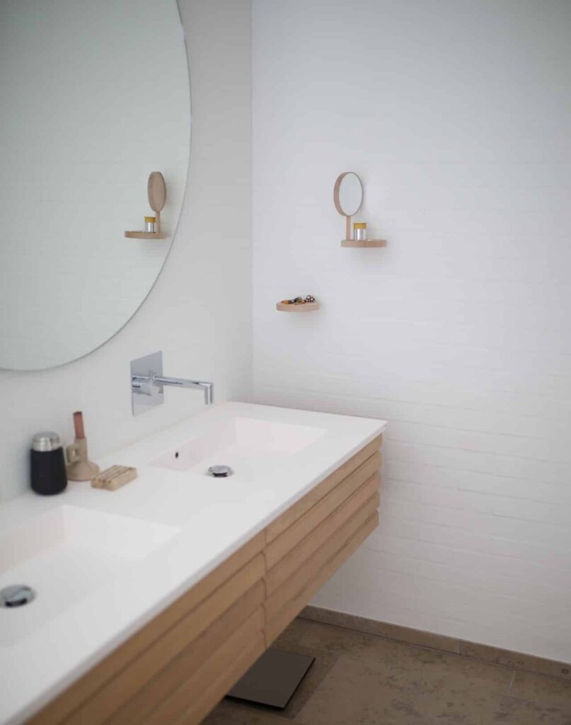 floating vanity in bathroom